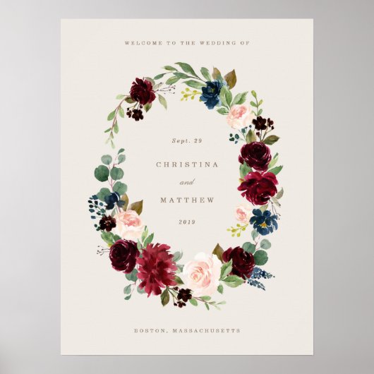 Herfst Elegantie Trouw Welkom Bord Poster (Voorkant)