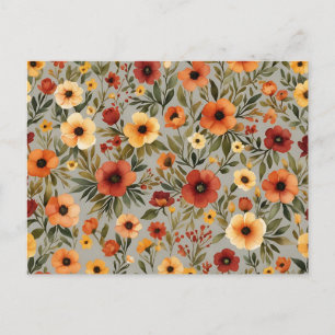 Herfst Elegantie Waterverf Bloemen in Warm Herfst Briefkaart