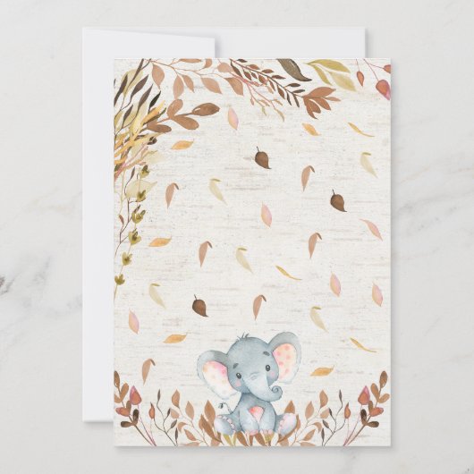 Herfst Elephant Baby shower Kaart (Achterkant)