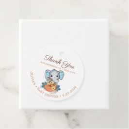 Herfst Elephant Pumpkin Baby shower Bedankjes Labels