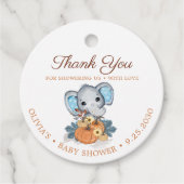 Herfst Elephant Pumpkin Baby shower Bedankjes Labels (Voorkant)