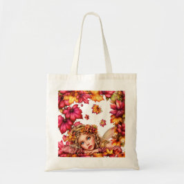 Herfst Elf Portret met Esdoornbladeren Tote Bag