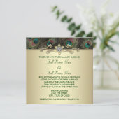 Herfst Emerald Green Gold Pauw bruiloft Kaart (Staand voorkant)