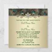 Herfst Emerald Green Gold Pauw bruiloft Kaart (Voorkant)