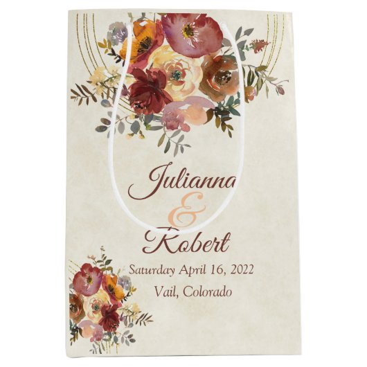 Herfst- en goudbruiloft medium cadeauzakje (Voorkant)