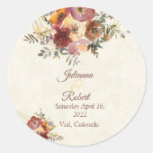 Herfst- en goudbruiloft ronde sticker (Voorkant)