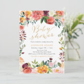 Herfst en gouden Baby shower uitnodiging (Staand voorkant)