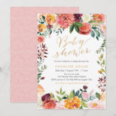 Herfst en gouden Baby shower uitnodiging (Voorkant / Achterkant)