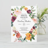 Herfst en herfst Blush Burgundy Oranje bloemen Kaart (Staand voorkant)