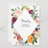 Herfst en herfst Blush Burgundy Oranje bloemen Kaart (Achterkant)