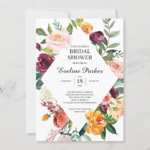 Herfst en herfst Blush Burgundy Oranje bloemen Kaart