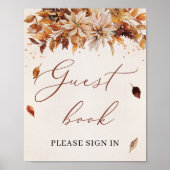 Herfst en herfst Marigold Boho Guest Book Sign Poster (Voorkant)