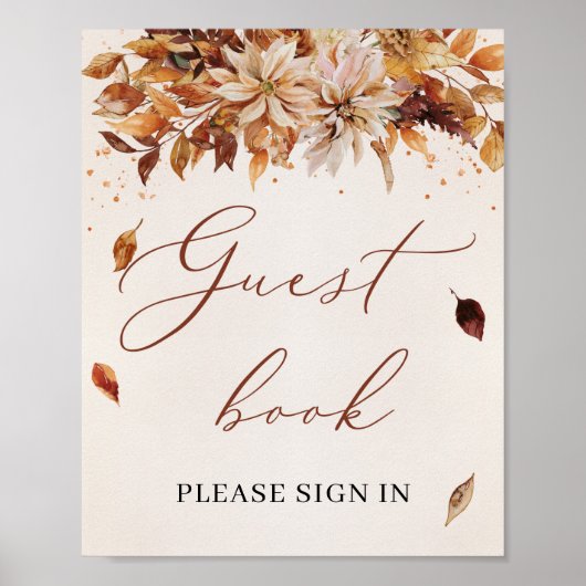Herfst en herfst Marigold Boho Guest Book Sign Poster (Voorkant)