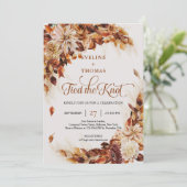 Herfst- en herfstbladeren en bloemen aan de knoop kaart (Staand voorkant)