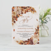 Herfst en herfstbladeren en bloemen zei ze ja kaart (Staand voorkant)