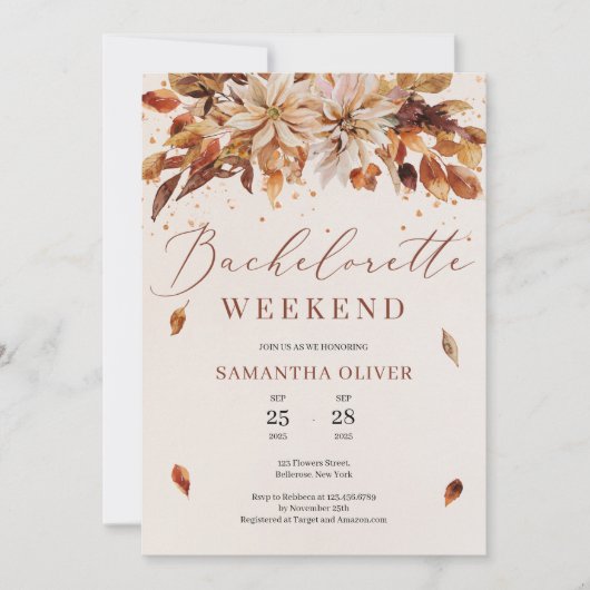 Herfst en herfstbloemen Boho Bachelorette Weekend Kaart (Voorkant)