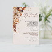 Herfst en herfstbloemen en bladeren trouwgegevens informatiekaartje (Staand voorkant)