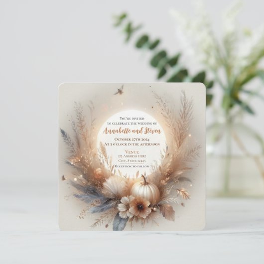 Herfst en herfstbruiloft kaart (Staand voorkant)