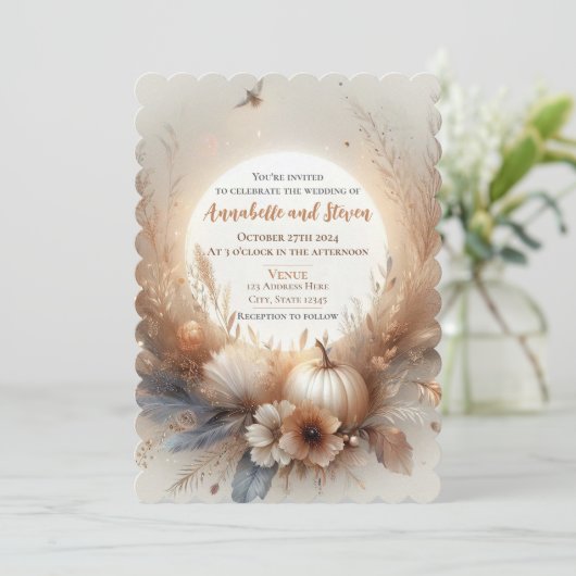 Herfst en herfstbruiloft kaart (Staand voorkant)