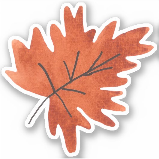 Herfst en najaar Waterverf Greenery Oranje bladere Sticker (Voorkant)