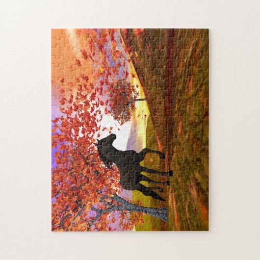 Herfst en Paard Legpuzzel (Verticaal)