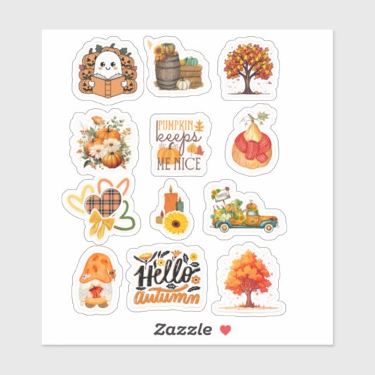 Herfst en pompoen sticker (Vel)