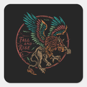 Herfst en Rise Colorful Eagle Vierkante Sticker