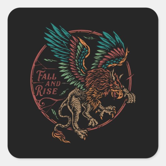 Herfst en Rise Colorful Eagle Vierkante Sticker (Voorkant)