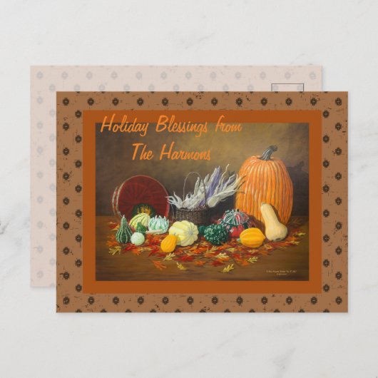 Herfst- en Thanksgiving-feestdag Feestdagenkaart (Voorkant / Achterkant)