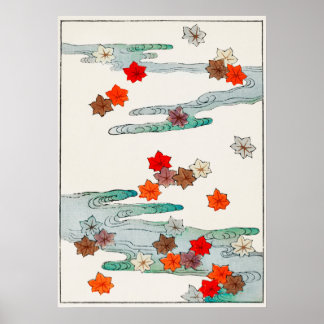 Herfst- en waterillustratie uit Bijutsu Sekai Poster