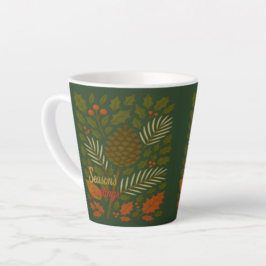 Herfst en Winter Feestdagen Seizoen Groeten Latte Mok (Linkerhoek)