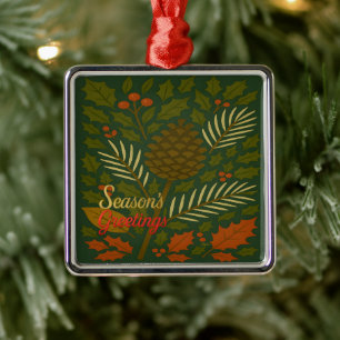 Herfst en Winter Feestdagen Seizoen Groeten Metalen Ornament