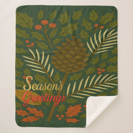 Herfst en Winter Feestdagen Seizoen Groeten Sherpa Deken (Voorkant)