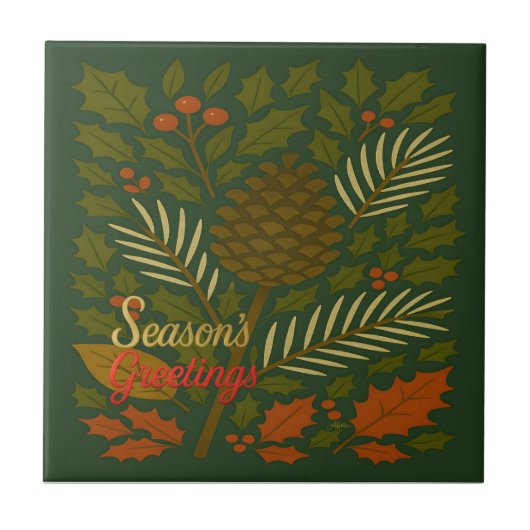 Herfst en Winter Feestdagen Seizoen Groeten Tegeltje (Voorkant)