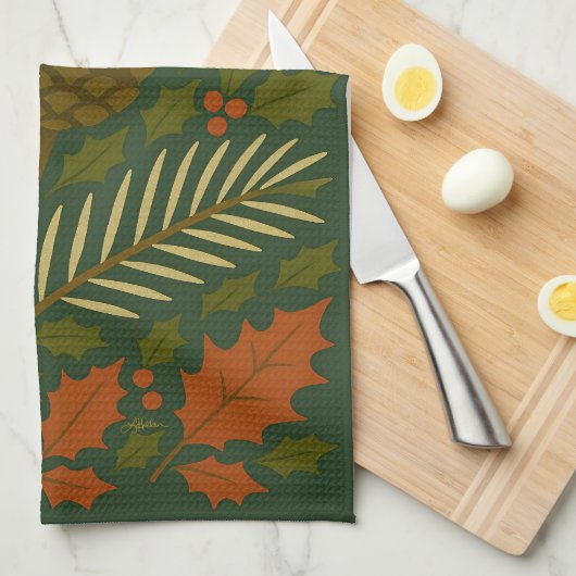 Herfst en Winter Feestdagen Seizoen Groeten Theedoek (Quarter Fold)