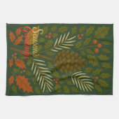 Herfst en Winter Feestdagen Seizoen Groeten Theedoek (Horizontaal)