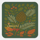 Herfst en Winter Feestdagen Seizoen Groeten Vierkante Sticker (Voorkant)