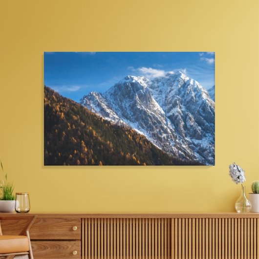 Herfst en winter in sneeuwberggebieden canvas afdruk (Insitu (Woonkamer))