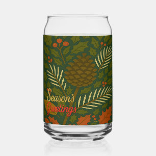Herfst- en winter mid-century seizoen groeten blikvorm glas