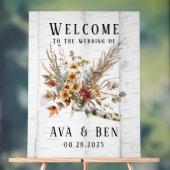 Herfst en witte berkenboom bruiloft welkom acryl bord (Neutraal)