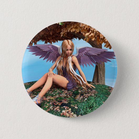 Herfst engel bos fantasie kunst ronde button 5,7 cm (Voorkant)