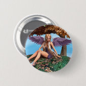 Herfst engel bos fantasie kunst ronde button 5,7 cm (Voorkant /achterkant)