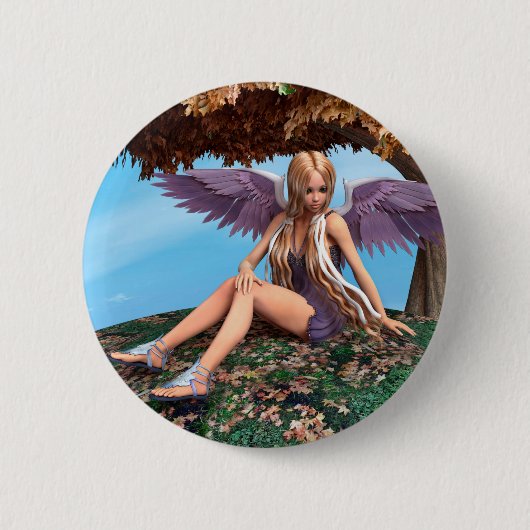 Herfst engel bos fantasie kunst ronde button 5,7 cm (Voorkant)
