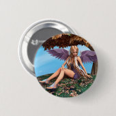 Herfst engel bos fantasie kunst ronde button 5,7 cm (Voorkant /achterkant)