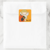 Herfst Engel met Pompoen & Kraai - Happy Herfst Vierkante Sticker (Tas)
