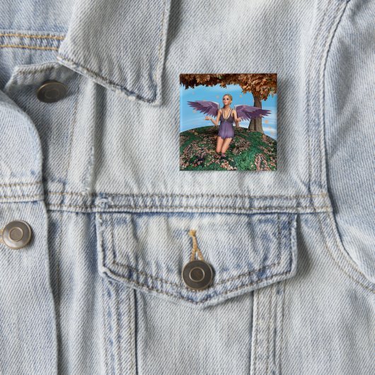 Herfst engel vierkante button 5,1 cm (In situ)