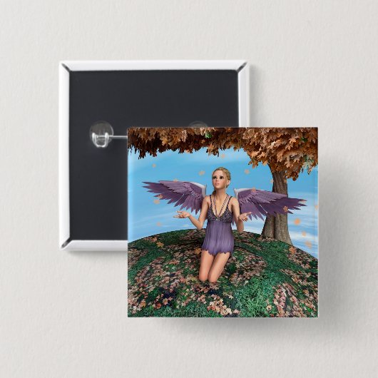 Herfst engel vierkante button 5,1 cm (Voorkant /achterkant)