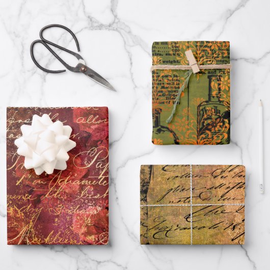 Herfst Ephemera Patroon Inpakpapier Vel (Voorkant)