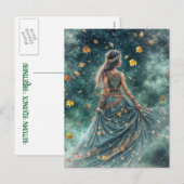 Herfst Equinox Boho Kind en Bladeren Feestdagenkaart (Voorkant / Achterkant)