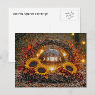 Herfst Equinox Mabon Maanfasen Feestdagenkaart